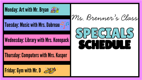 Specials Schedule